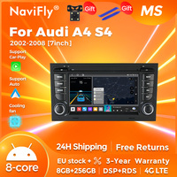 NaviFly 8 Core 8+256GB ROM Android 14 Car Stereo / RDS For Audi A4 B6 B7 2000-2009 Seat Exeo GPS Navigation CarPlay & Auto BT 4G