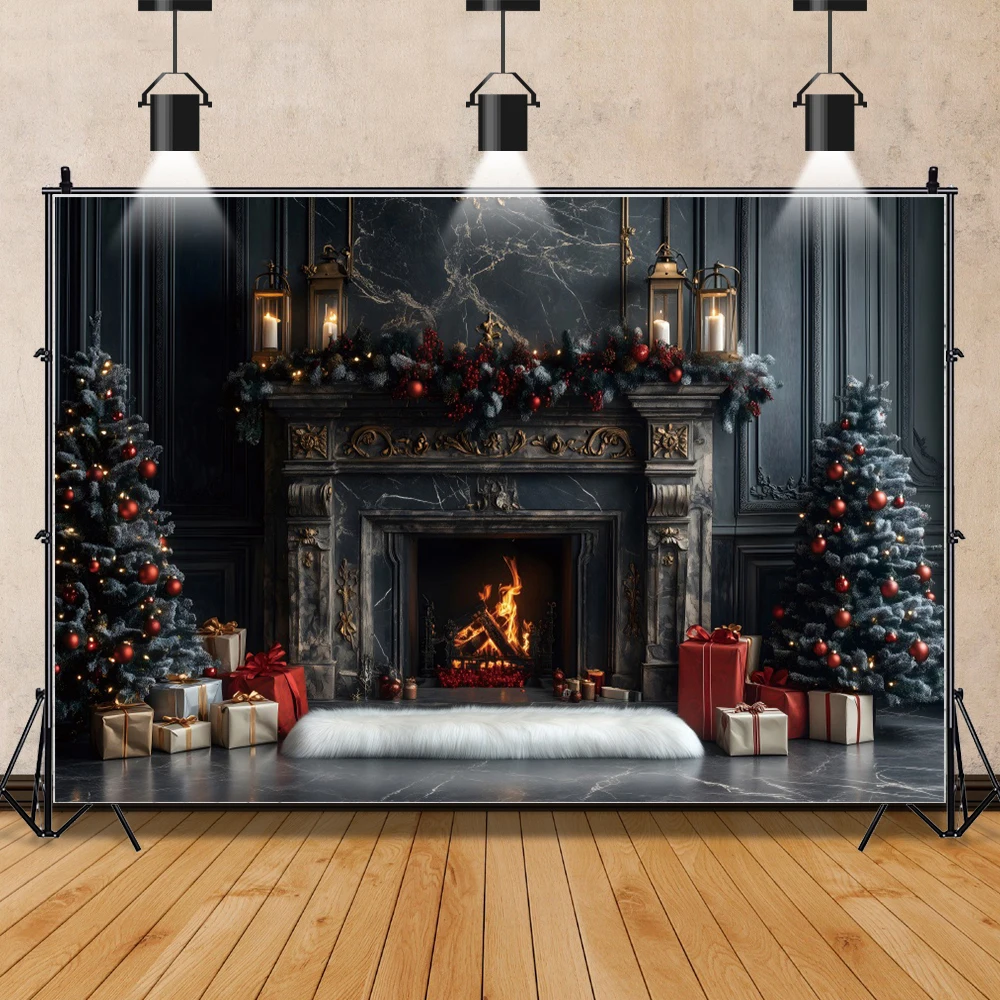 ゴシック城クリスマス写真撮影背景暖炉窓クリスマスツリー冬ホリ - Photography Zone のレビューと価格
