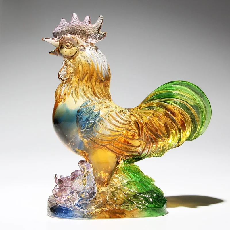 

Lucky Crystal Rooster Animal Figurine Chinese Zodiac Ornament Creative Birthday Gift Ancient Style Decorative Home Accessories