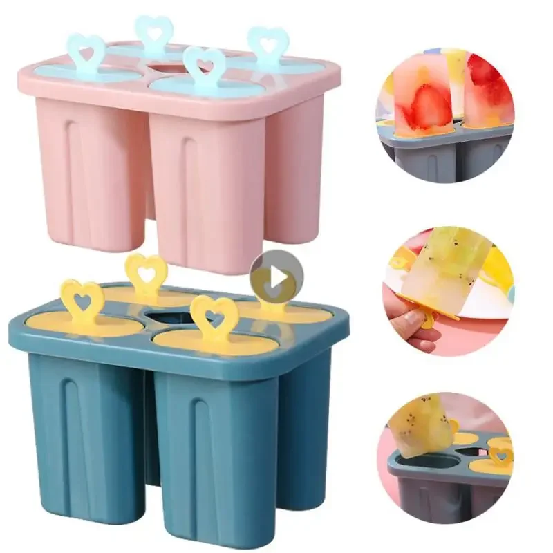 Popsicle Mold DIY Ice Cream Ice Cubes Maker Bar Kitchen Refrigerator Homemade Stick Mould Tubs Silicone Household Kitchen Tools