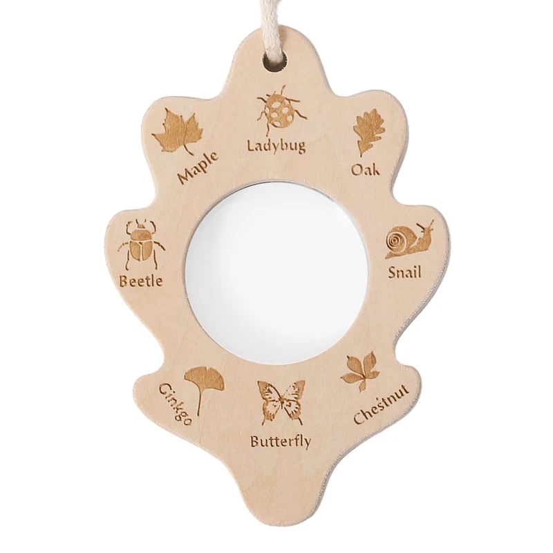 عدسة مكبرة تحت عنوان أوراق الأطفال هي لعبة استكشاف الطبيعة مصممة خصيصًا للأطفال الصغار مصنوعة من البلاستيك أو الخشب الآمن