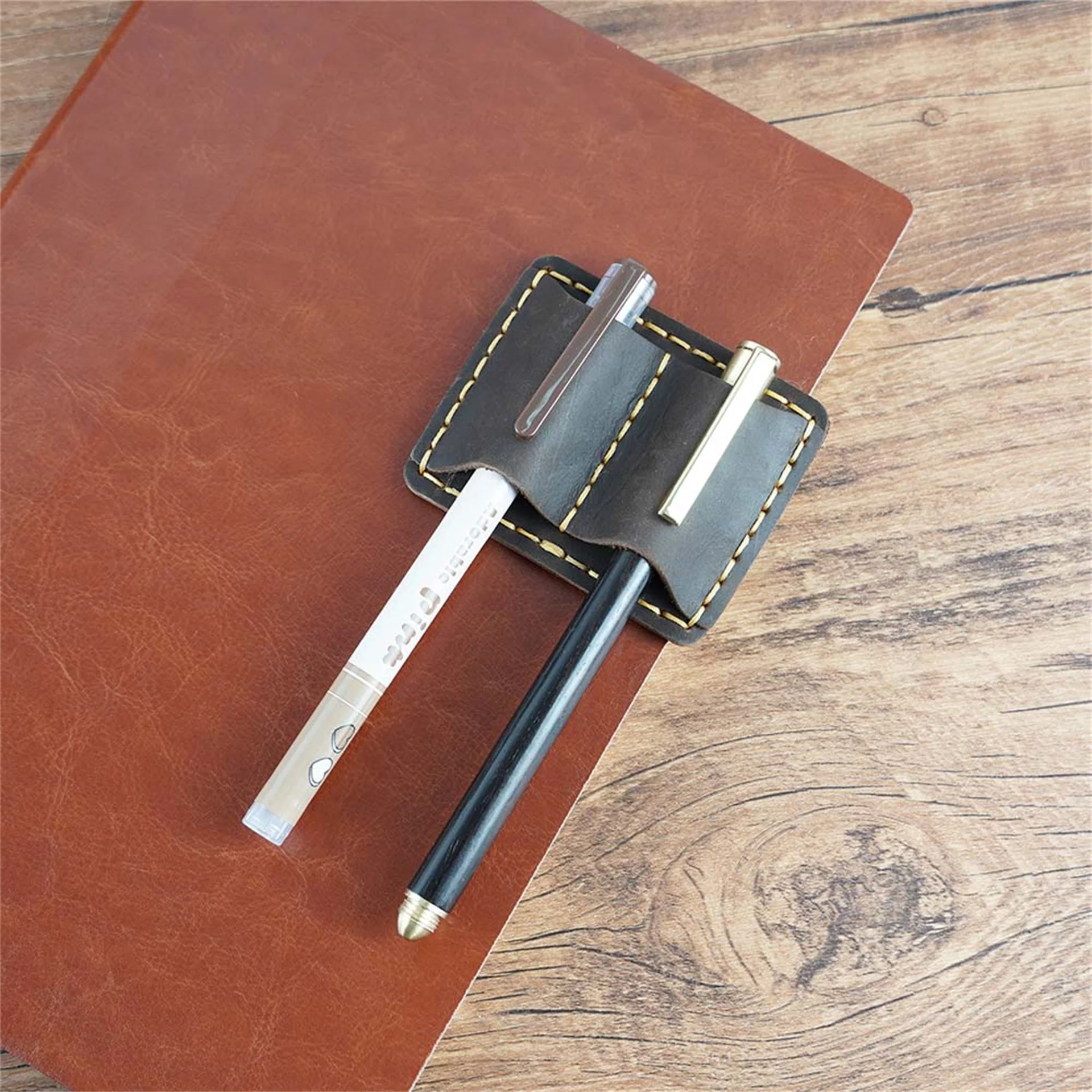 

Металлическая кожаная подставка для карандашей Simplenote, латунный зажим из нержавеющей стали для блокнота, планировщика, креативные аксессуары, канцелярские товары
