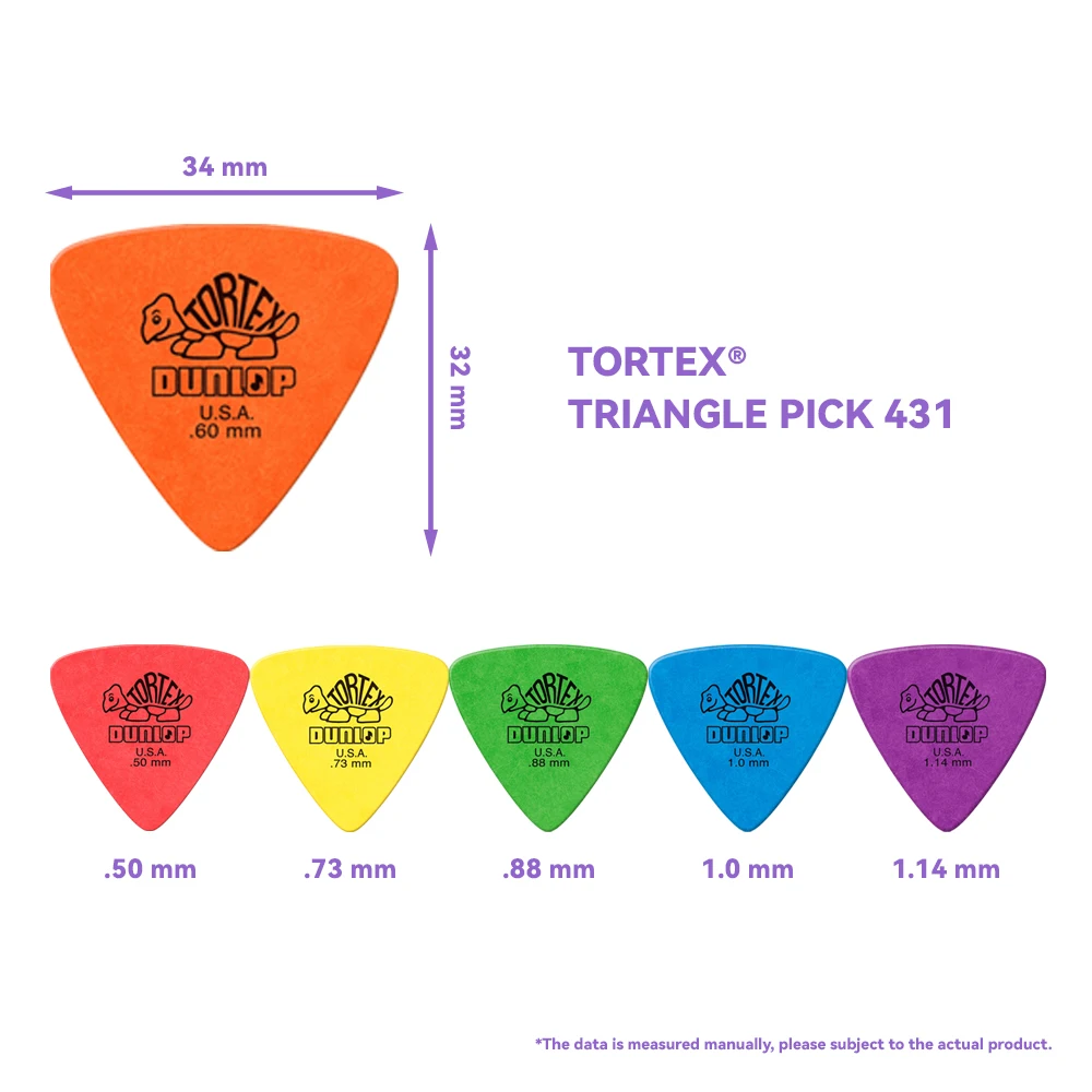 Dunlop Plectres de guitare Tortex triangulaire Mediator 431R 0.5/0.6/0.73/0.88/1.0/1.14mm Accessoires de guitare