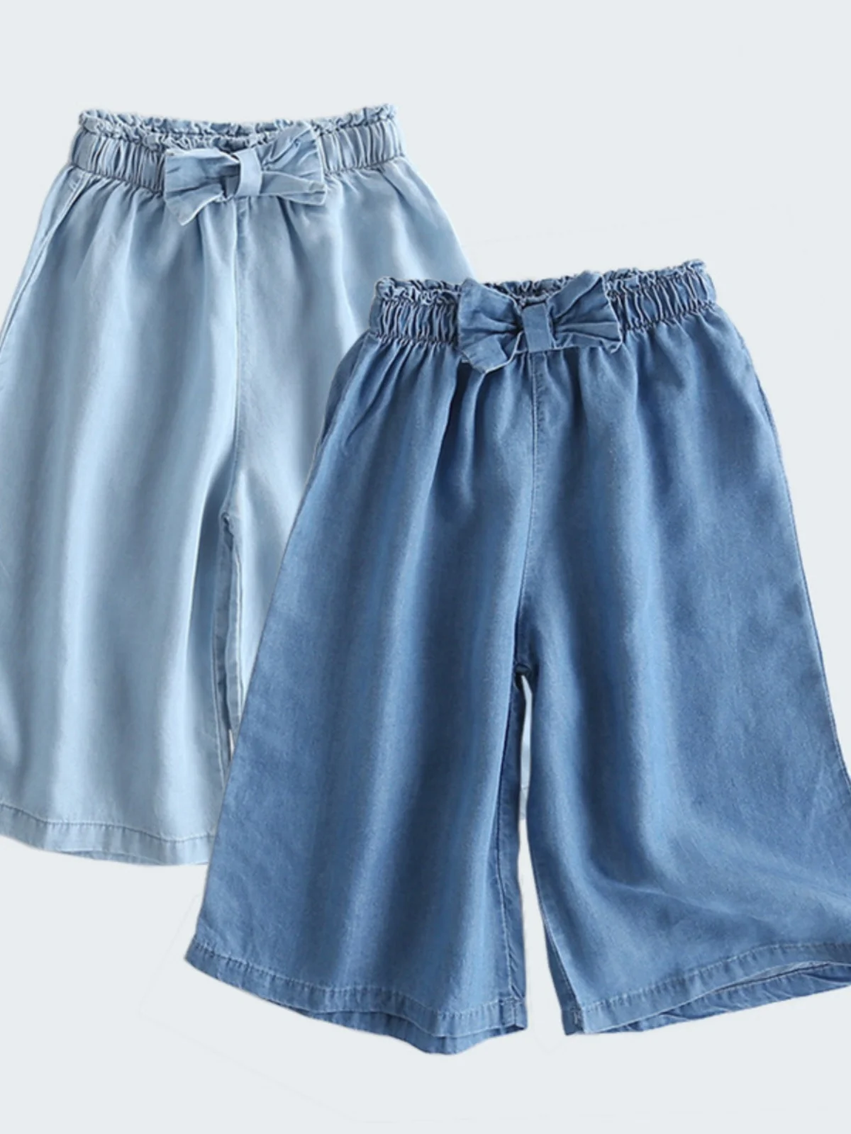 

Girls Summer Thin Wide Leg Pants Loose Silk Denim Outerwear Baby Girl Summer Outfit Trendy Versatile Korean Sle Long Sve