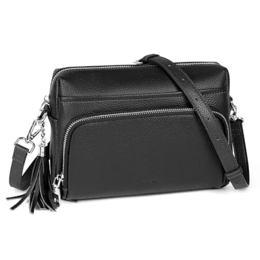 Genuine Leather Crossbody Purses for Women Small Crossbody Bags Purse with Built in RFID Blocking Wallet