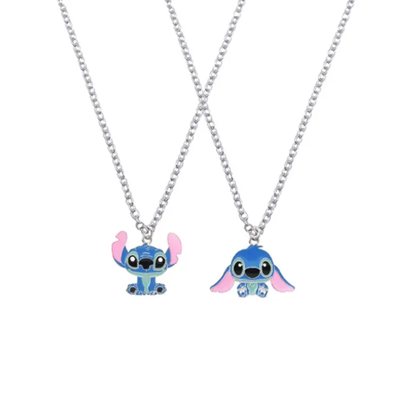 

Disney Lilo & Stitch Necklace Cute Figure Stitch Neck Chain Cute Lovers Jewelry Stainless Steel Stitching Necklace for Women