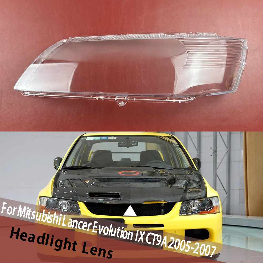 Transparent Lampshade For Mitsubishi Lancer Evolution IX CT9A 2005 2006 2007 Shade Headlamp Cover Headlight Shell Plexiglass