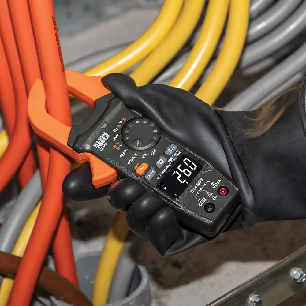 AC/DC Digital Clamp Meter, Auto-Ranging, 400 Amp, NCVT Tester, Hi-Viz LCD Display, TRMS, Continuity Resi, Temperature and More