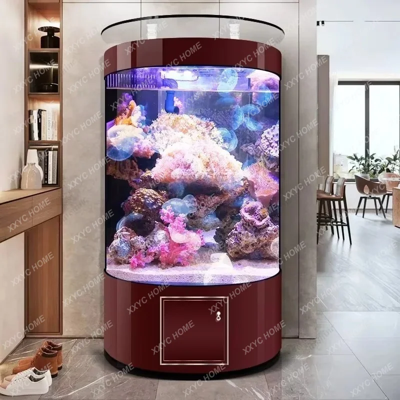 Semi-Circular Glass Aquarium Fish Tank (60/80/100cm) for Bar/Home/Office, Eco Landscape Design, Customizable Factory Production