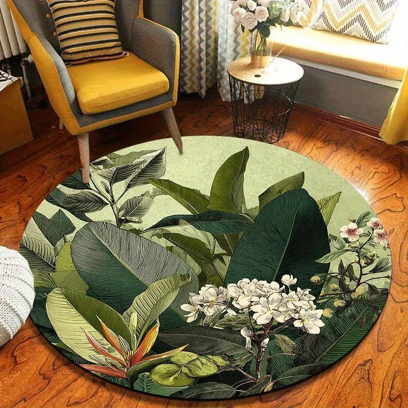 Retro Acoustic Guitar Round Rug  Antique World Map Music Pattern Circular Mat Musical Themed Floor Mat for Indoor Entryway Decor