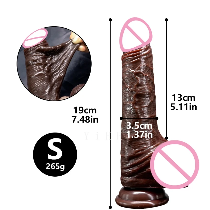 Black Realistic Dildo Silicone Dildo Sliding Testicles Foreskin Penis G Spot Stimulate Suction Cup Anal Dildo Sex Toys For Women