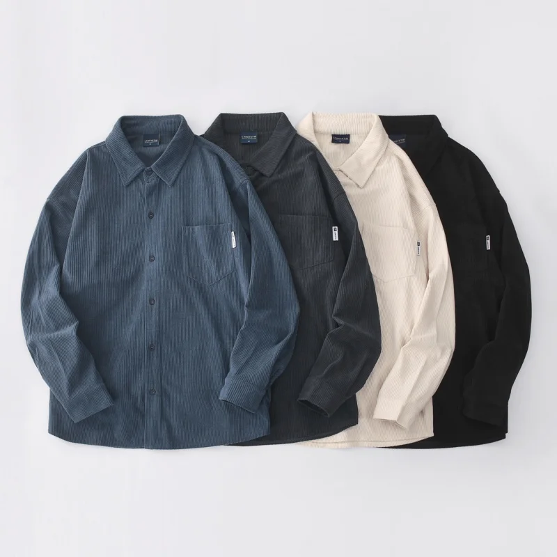 

Модная американская вельветовая куртка-рубашка в стиле ретро, свободного кроя, с длинными рукавами, для мужчин, осенняя одежда