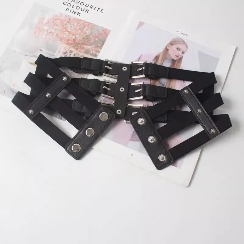 بو الجلود حزام مطاط المرأة موضة مشد أنثى Cummerbund معطف حزام فستان Decration حزام عريض J1560