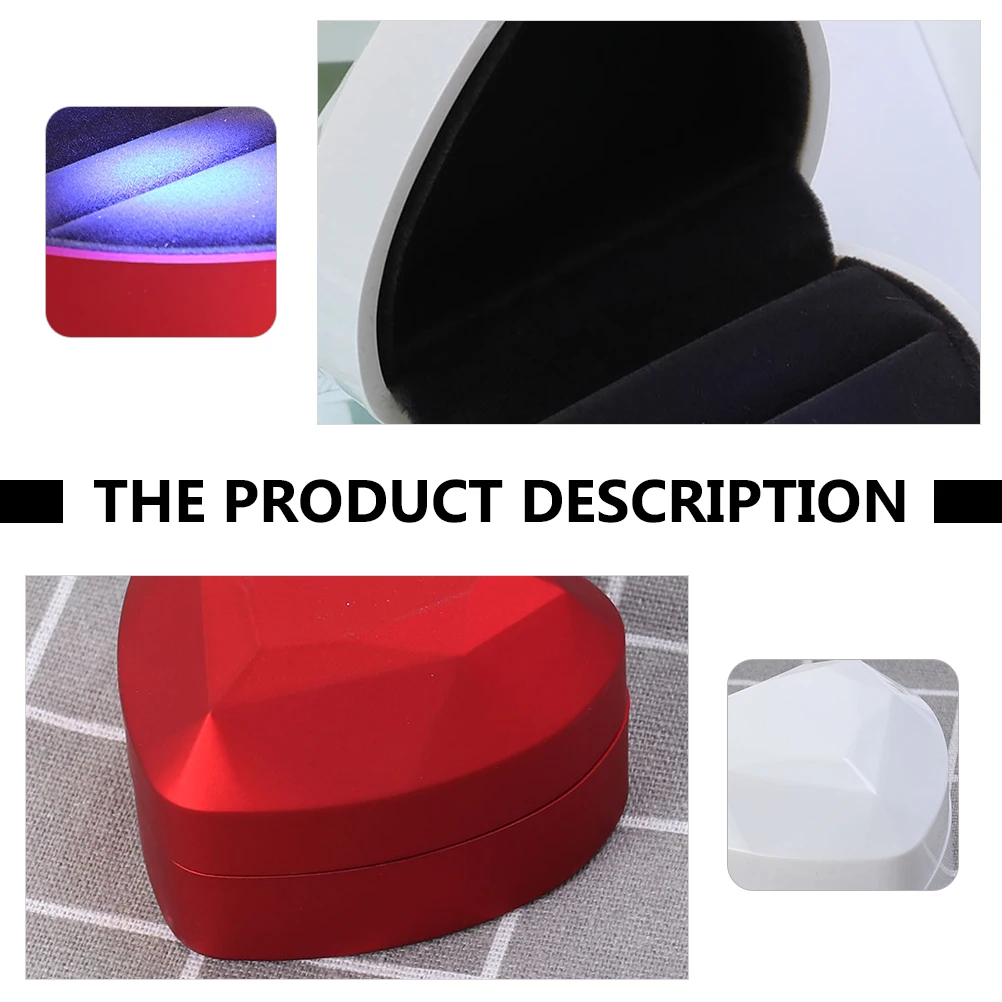 

2pcs Led Heart Shaped Ring Box Durable Waterproof Storage For Wedding Valentine'S Day Gift Elegant Environmentally Friendly