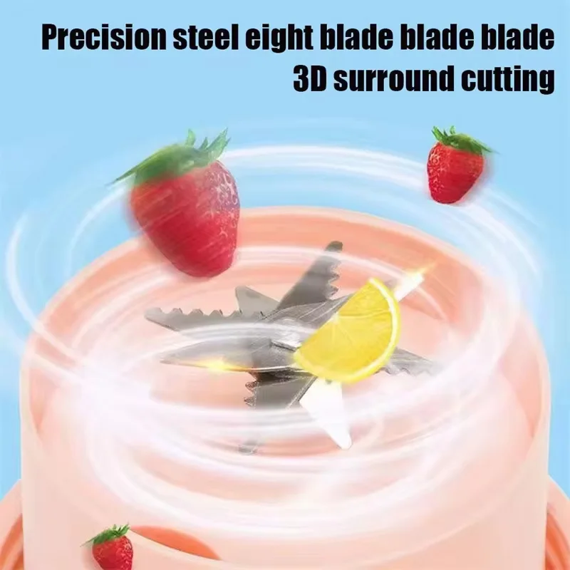 Portable Blender Smoothie Maker Mini Mixer Usb Rechargeable Strong Cutting Performance With  Sharp Blades For Travel