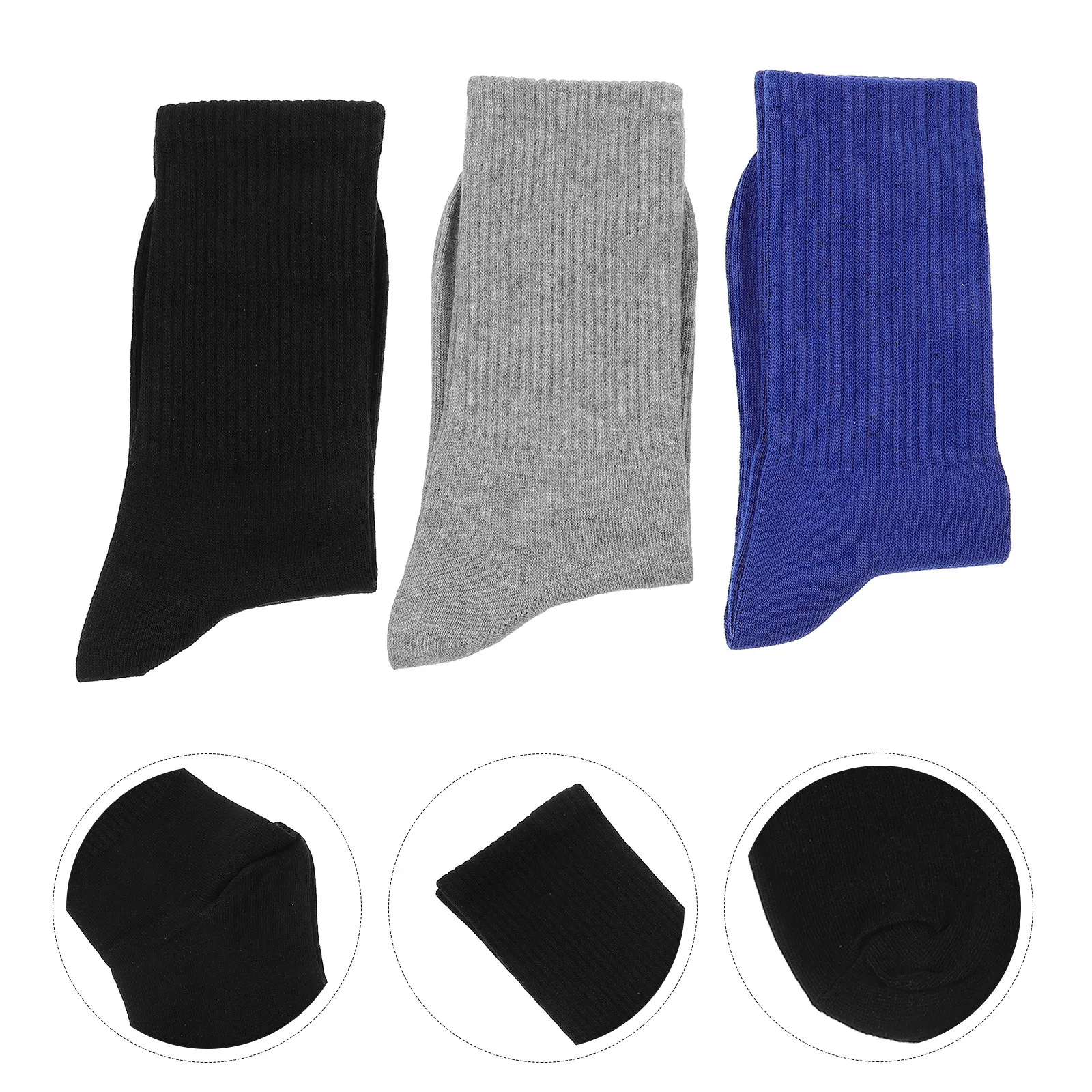 

3Pairs Cotton Sports Socks for Men High Cut Long Running Hiking Cycling Comfortable Breathable Elastic Shock Absorbing Casual