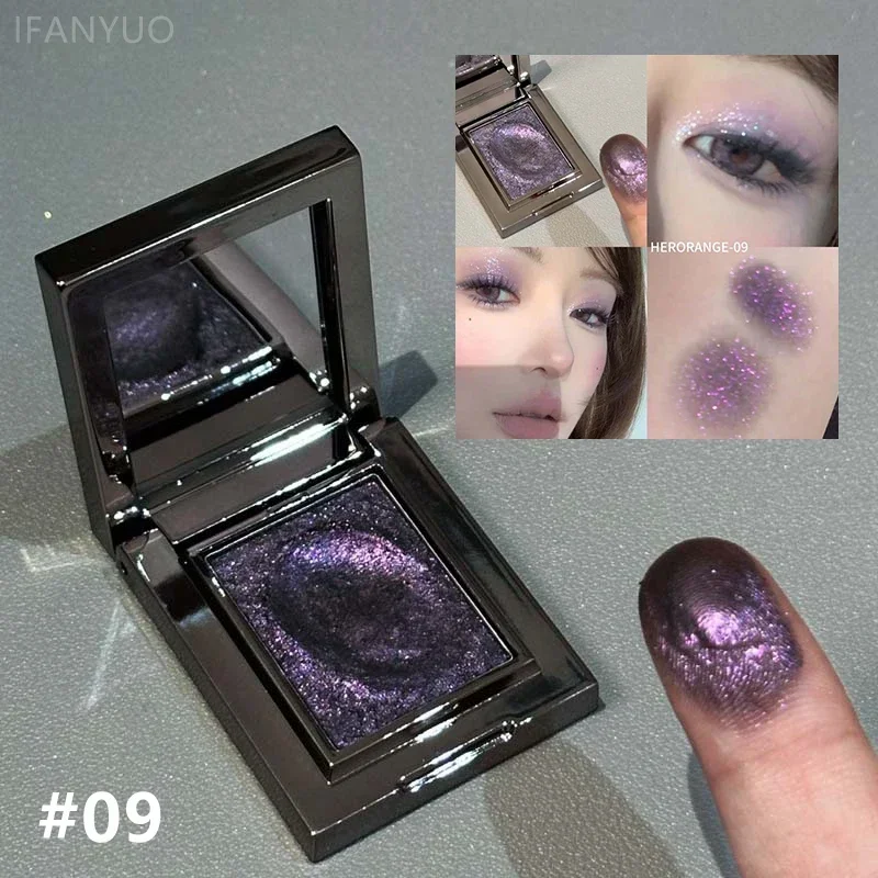Metallischer Glitzer-Lidschatten-Creme Chamäleon Funkelnder Highlighter Aufhellendes Make-up Rauchblau Perlglanz-Lidschatten-Palette – Detail 17