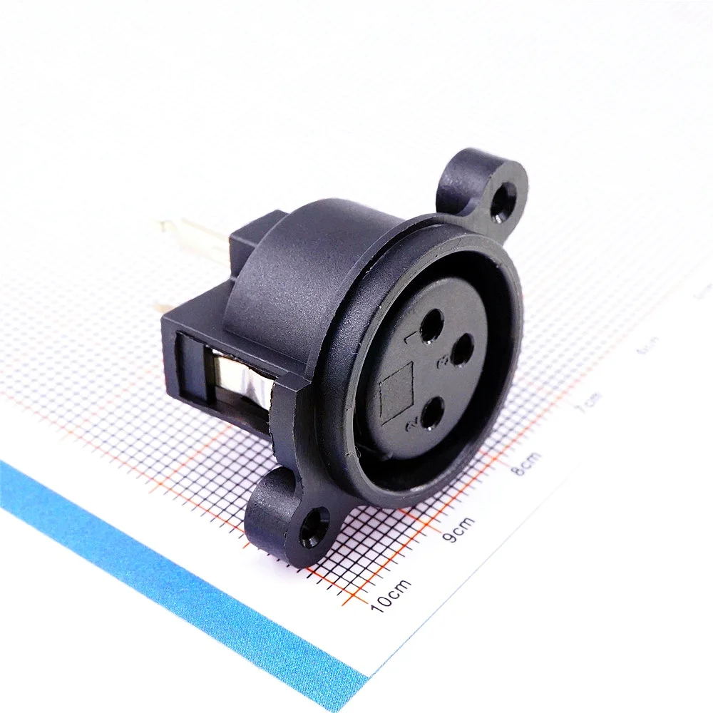 2 pcs XLR Socket 3 pin Socket Receptacle Vertical Solder PCB through Holes Panel Mount Gold Plating 3 Position circular Female