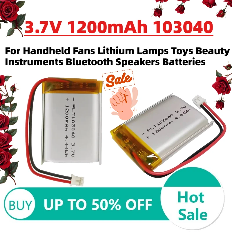 

Upgrade 3.7V 1200mAh 103040 Li-Po Battery for Handheld Fans Lithium Lamps Toys Beauty Instruments Bluetooth Speakers Batteries