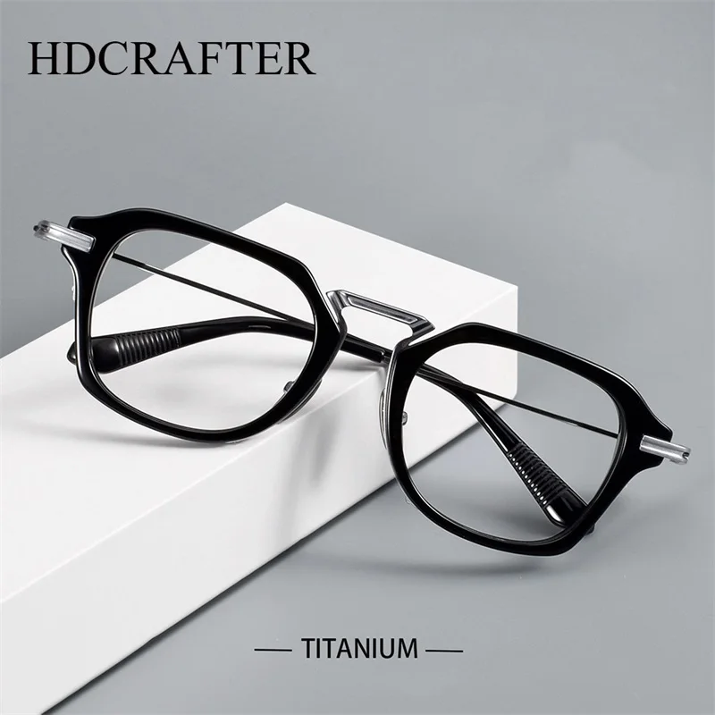 

HDCRAFTER очки большого размера 150 мм, оптическая оправа для очков, ретро титановая модная оправа, мужские очки по рецепту, очки 413