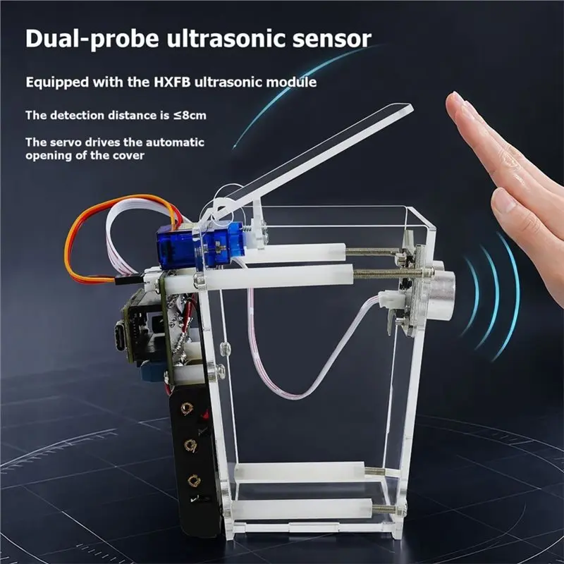 ABJF-Smart Trash Can Nano Board Ultrasonic Automatic Sensing HXFB Electronic DIY Kit Graphical Programming
