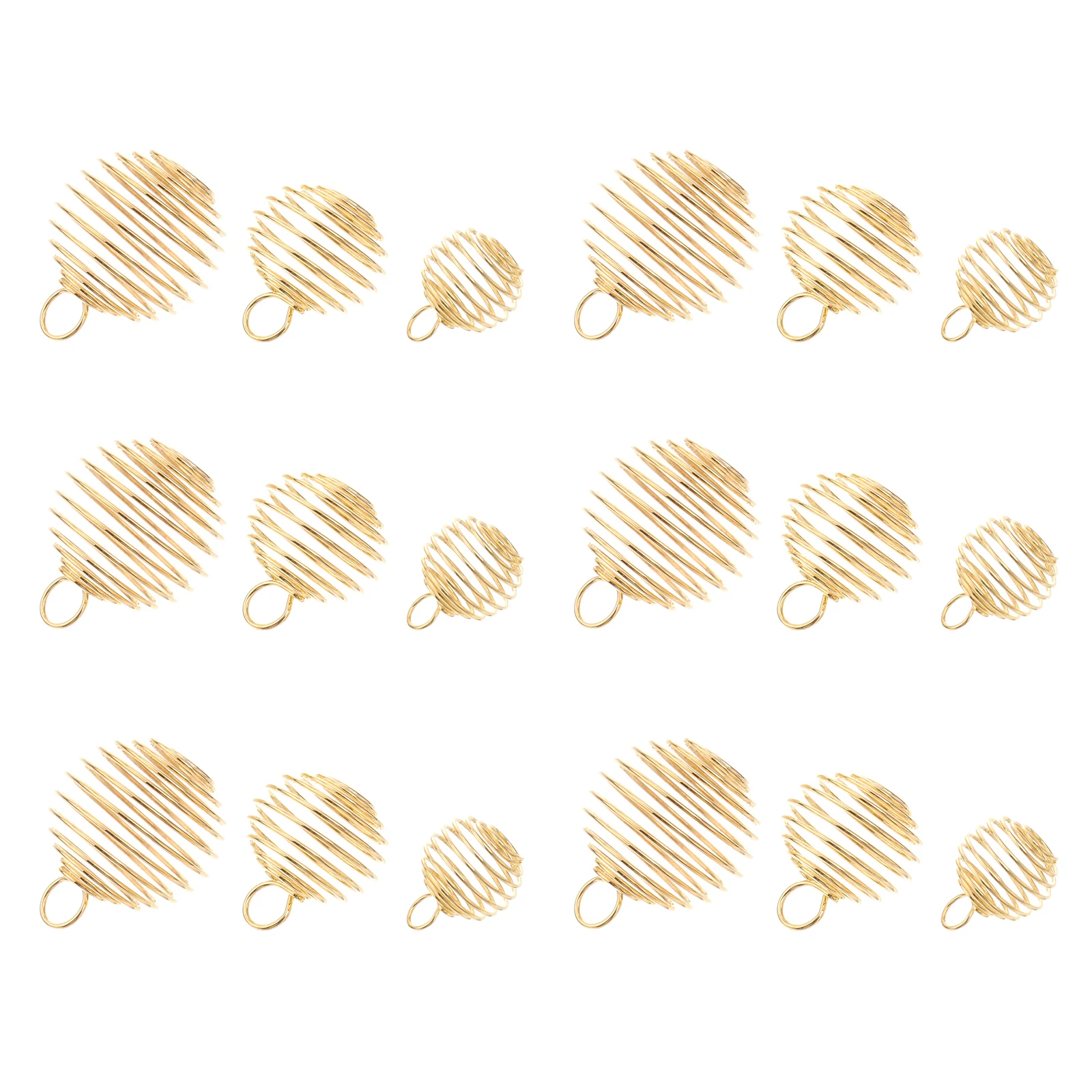 

30pcs Spiral Bead Cage Pendant 15x14mm 25x20mm 30x25mm Golden Stretchable DIY Jewelry Supplies Accessories Alloy