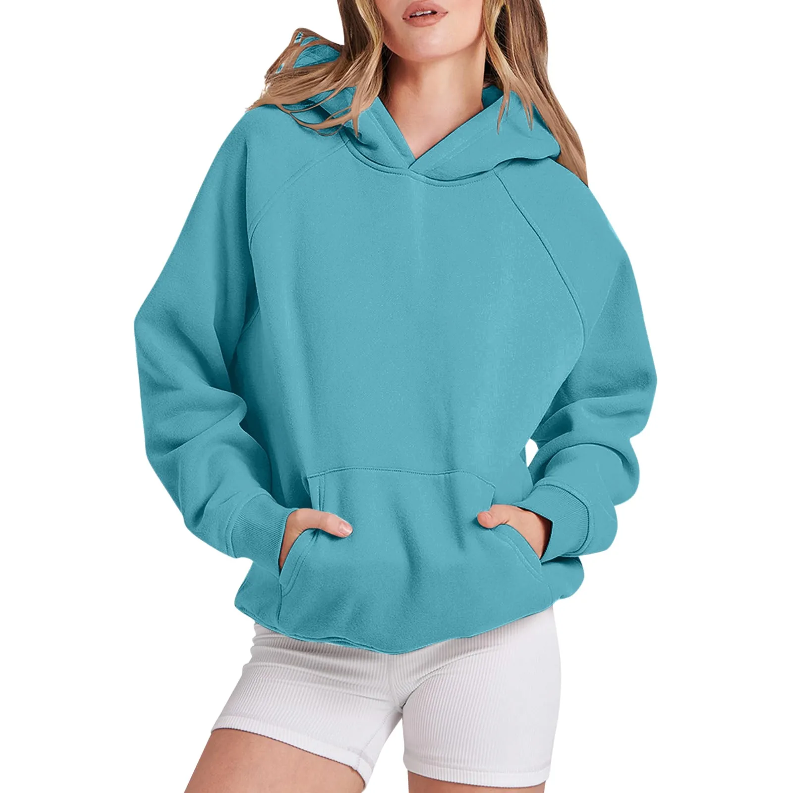 

Women Solid Color Sweatshirts Fashion Hooded Pullover Oversize Loose Long Sleeve Casual Pullover Sweatshirt Soft Comfy Hooded