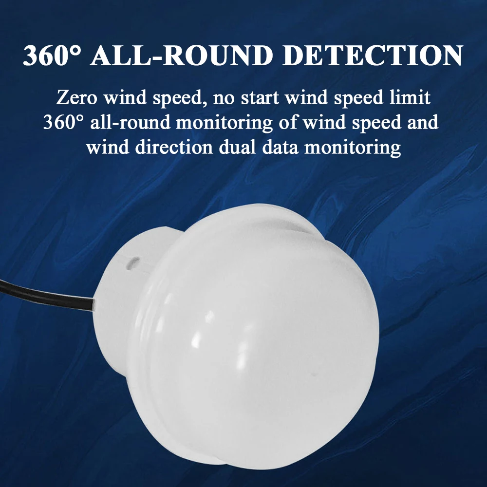 مستشعر اتجاه سرعة الرياح بالموجات فوق الصوتية الصغيرة 0-60 متر/الثانية محطة الطقس 360 درجة أداة الأرصاد الجوية تيار مستمر 5-12 فولت الارسال