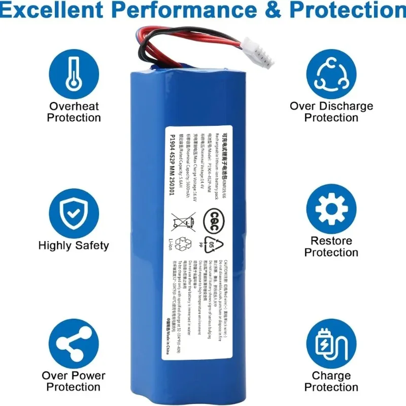 

Quality5600mAh 14.4V Replacement Battery For Ecovacs Deebot X1 T5 T8 T9 Ozmo 950 DX9G DX93 Robot Vacuum Cleaner.q