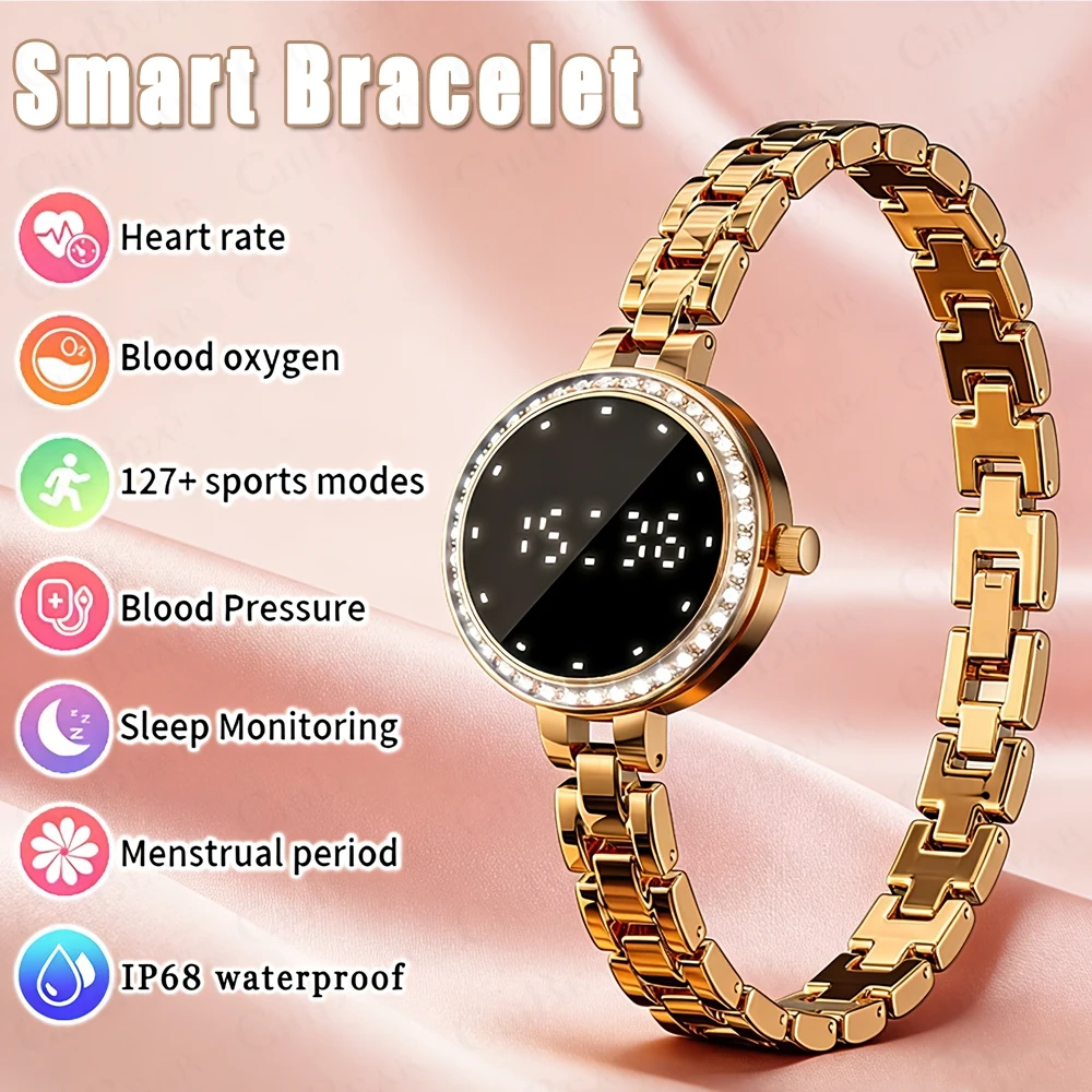 

Fashionable Women’s Diamond Smart Bracelet Heart Rate Stress and Sleep Monitoring Water-Resistant 2026 New Smart Bracelet