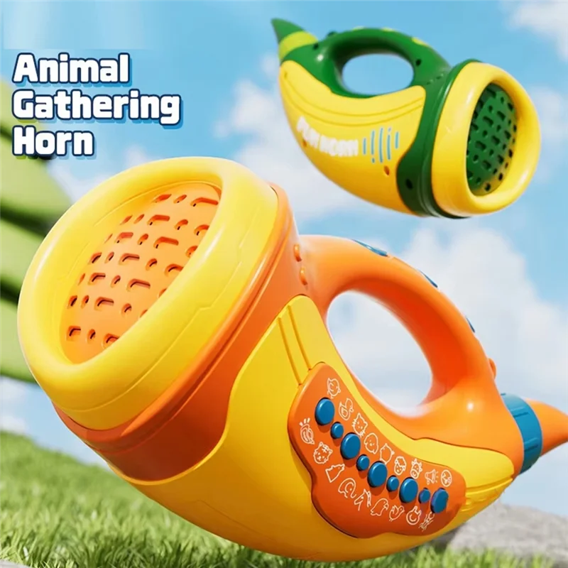 B29C-Kids Musical Blow Horn With 30 Animal Sounds Sound Amplifier Toy For Lung Capacity&Fun Play Birthday Gift