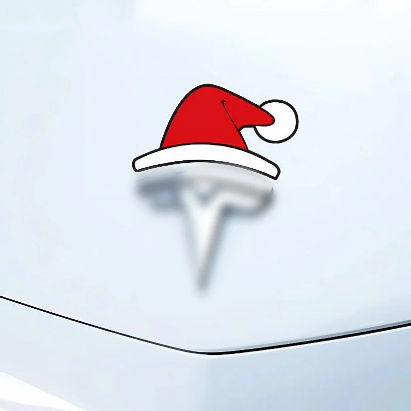 

Christmas Santa Hat Car Sticker for Tesla Volkswagen BMW Brand Logo Decal Waterproof Auto Motorcycle Exterior Decor Accessory