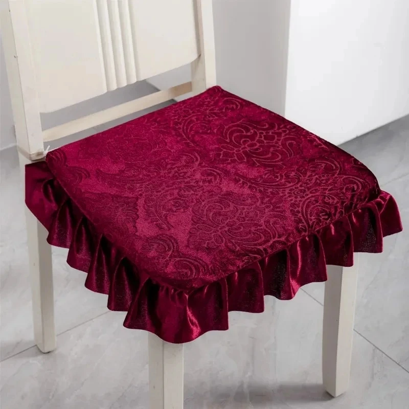 Simple Style Plush Anti-slip Stool Cushion Autumn Winter Thickened Warm Sitting Pads Household Solid Color Dining Chair Mats