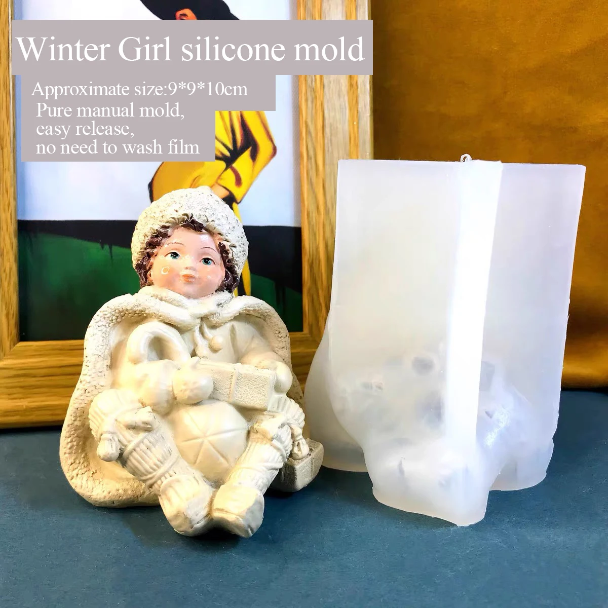 

Christmas Mold Drop Glue Aromatherapy Plaster DIY Mold, Cute Winter Girl Mold