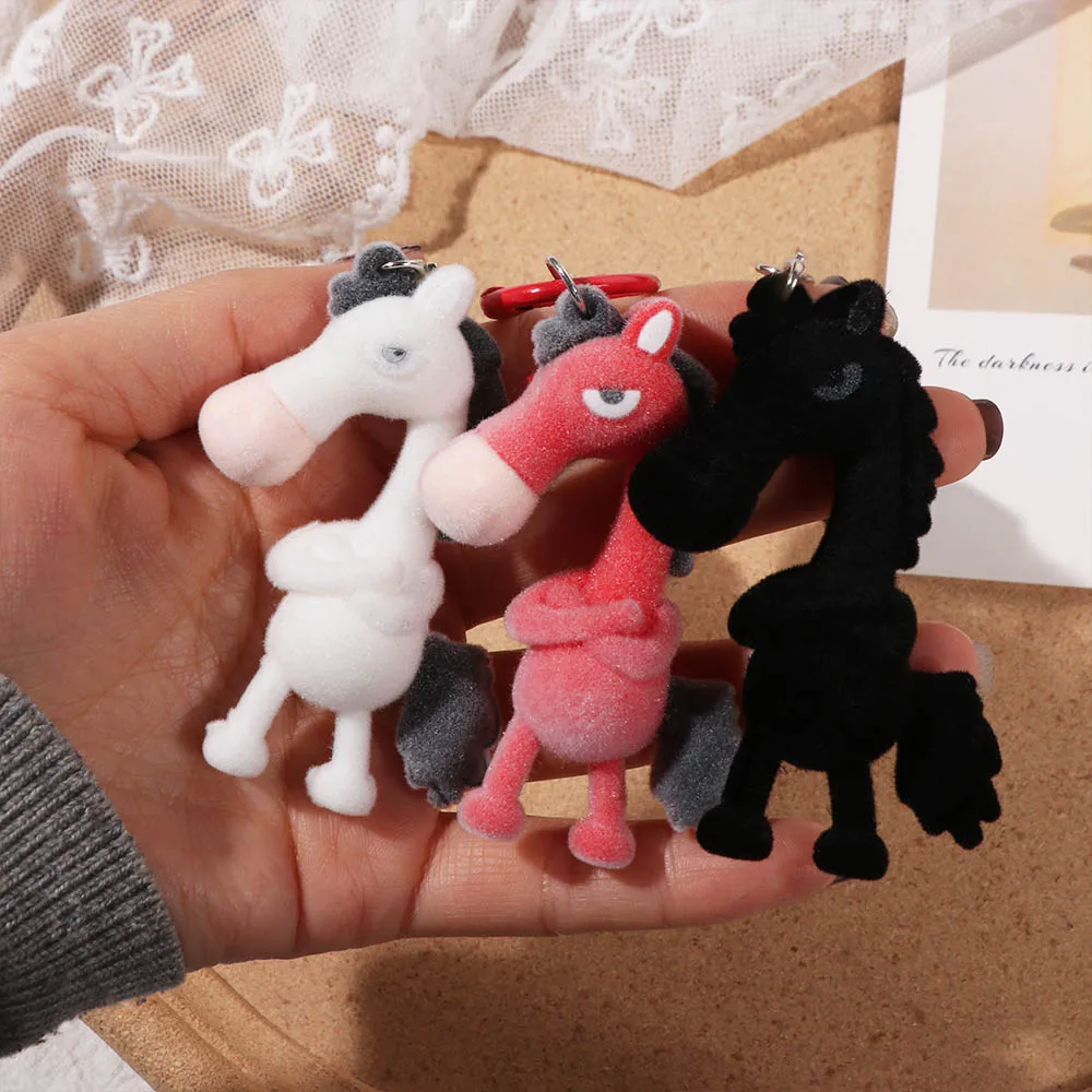 Elegant Year of the Horse Keychain Animal Chinese New Year Zodiac Pendant Adorable Mascot Plush Pony Bag Charm Key Accessory