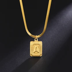 Dreamtimes A-Z Alphabet Stainless Steel Pendant Necklace for Women Snake Chain Initial Letter Clavicle Necklaces Collar Jewelry