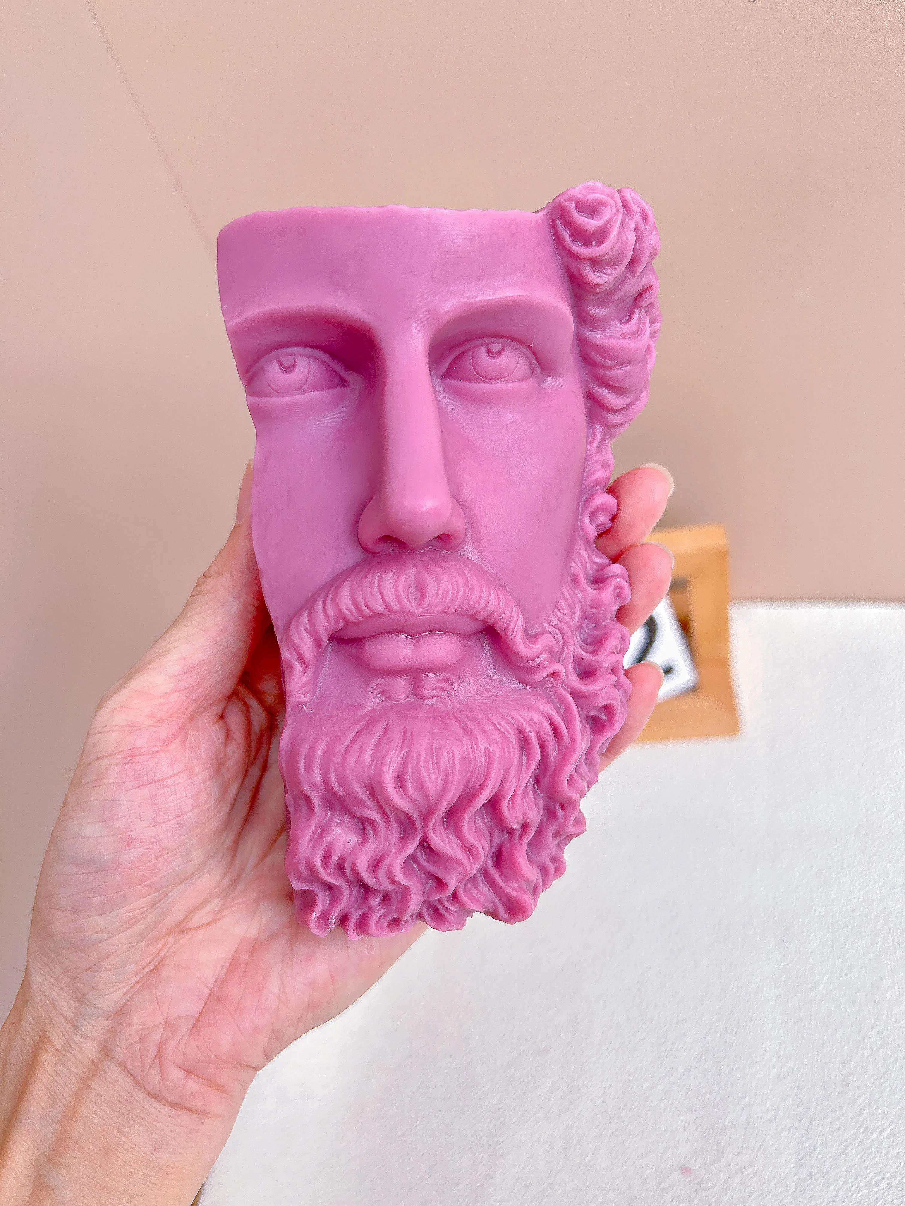 

3D Greek Half Head Sculpture Gypsum Silicone Mold DIY Half Face Beard Man Statue Candle Silicone Mold Home Decoration Wax Mold