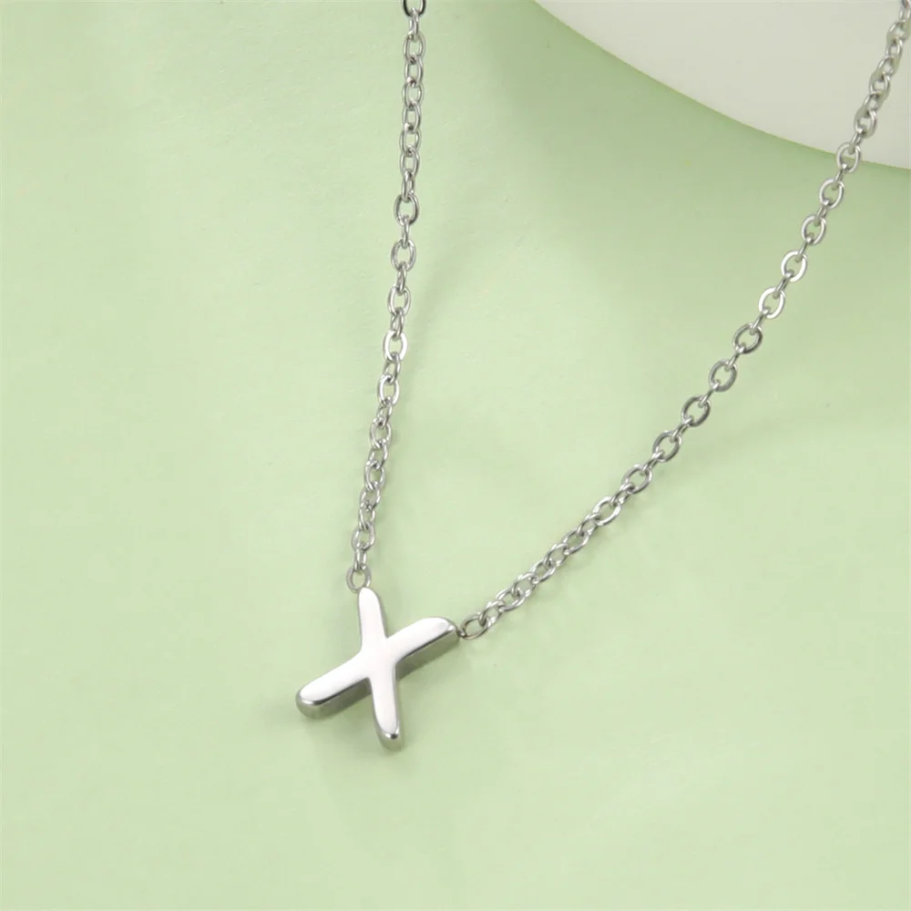 Initialen-Halsketten A-Z für Damen, Elegante Ketten, Choker, 26 Buchstaben-Anhänger, Edelstahl-Schmuck, Collier Femme – Detail 16