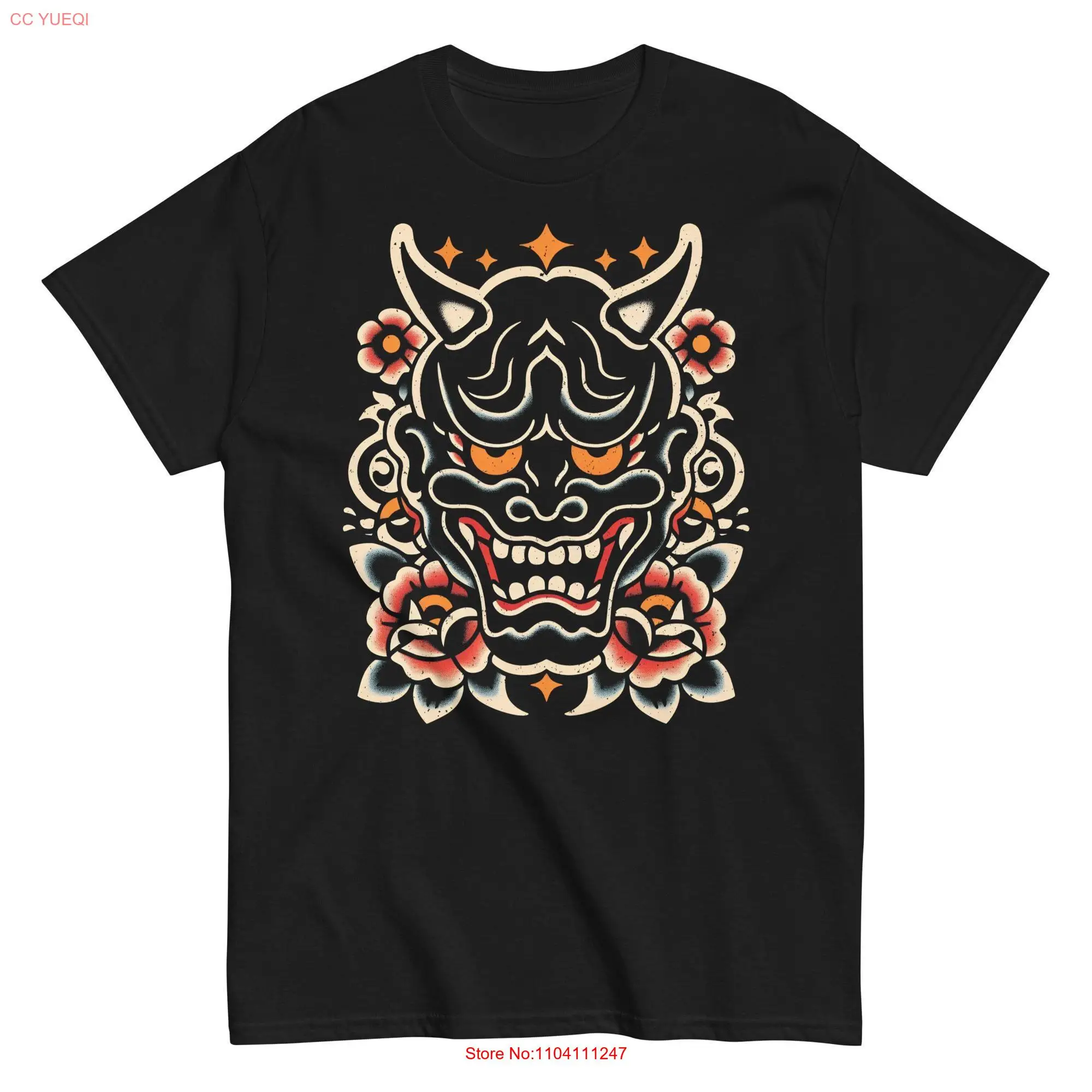 Devil Hannya T Shirt Tattoo Design Streetwear Edgy Traditional Style Old School Flash Art long or short sleeves