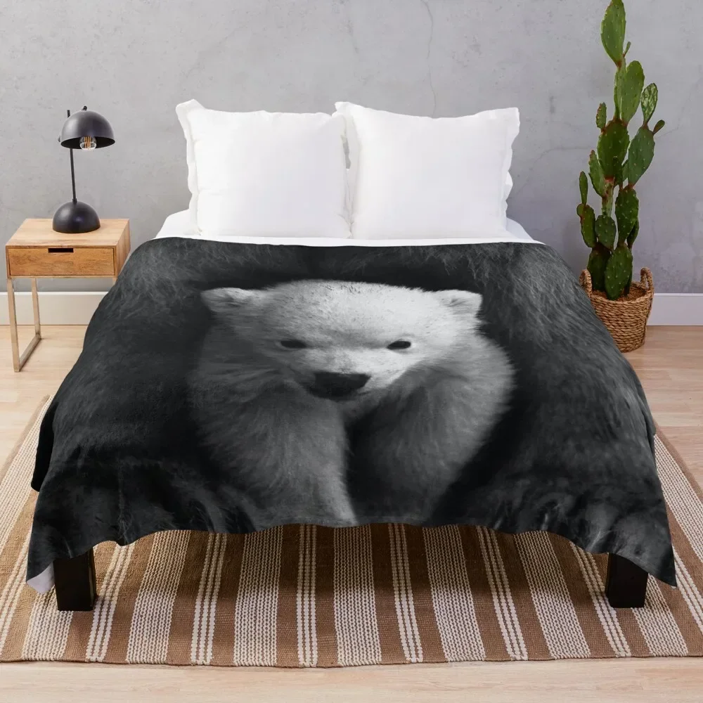 Polar Bear White Animal in Winter Fleece Sofa Blanket,Comfy Camping Lap Blanket,Soft Thin Noon Break Blanket for Office Home Car