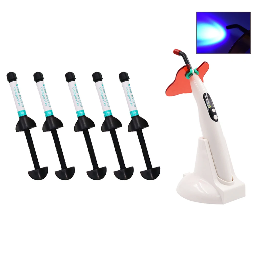 5pcs Dental Resin Material A2 or A3 Get Free Light Oral LED Lamp Wireless Curing Dentistry Equipment Lamp Composite Lighting