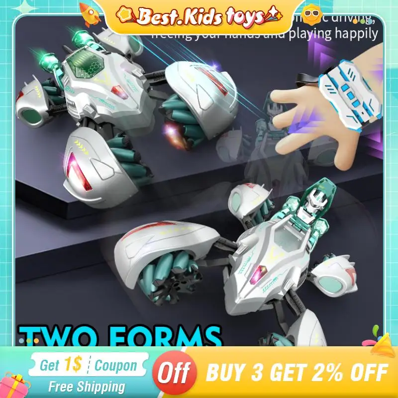 

RC Stunt Car Dual Remote Control 13CH Transformable Robot Car Four-wheel Drive Racing Vehicle Gesture Sensing Kids Toys Boy Gift