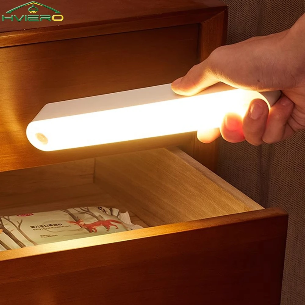 

LED Long Strip Lights Human Body Sensing Small Night Lamps USB Rechargeable Intelligent Wardrobe Dormitory Super Bright Lighting