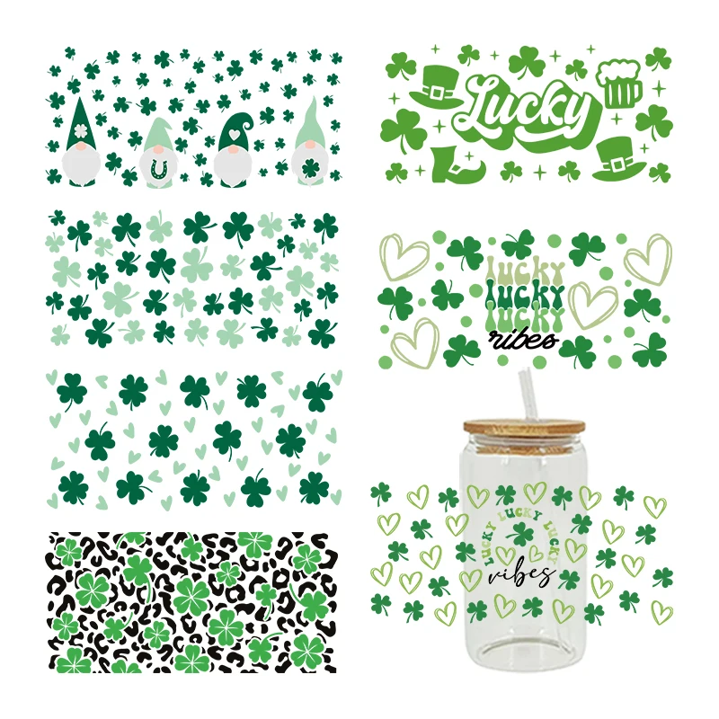 UV DTF Transfer Sticker St Patrick For The 16oz Libbey Glasses Wraps Bottles Cup Can DIY Waterproof Custom Decals D9289