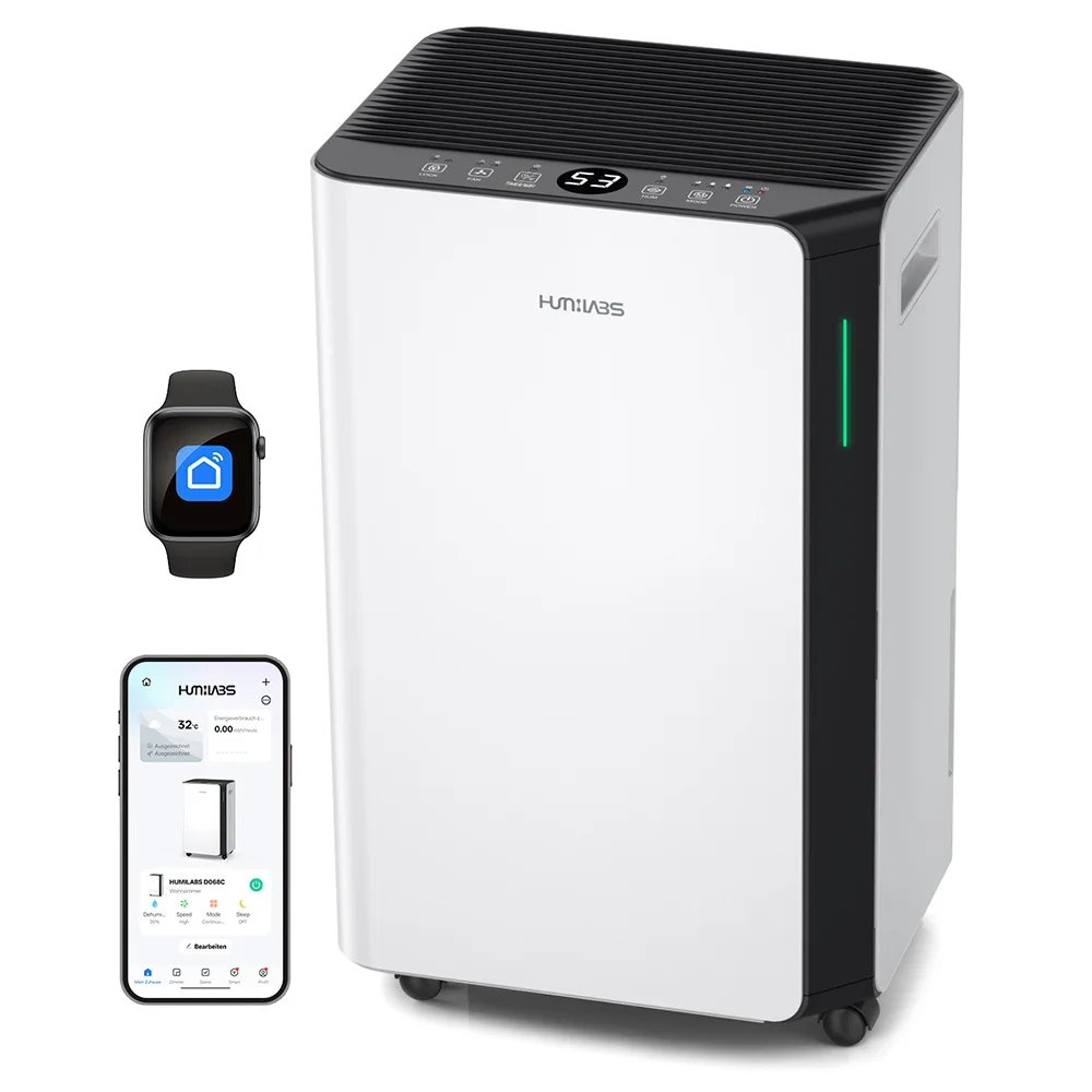 HUMILABS OL20-BD068CF draagbare luchtontvochtiger, capaciteit 20 liter luchtontvochtiger, verwijderbaar filter, tank- en afvoerslang van 4,5 liter, 3 modi, Wi-Fi