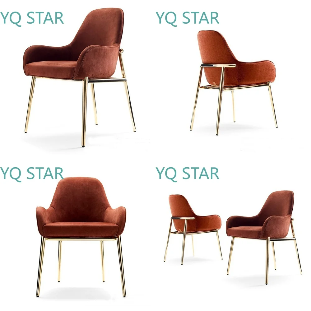 Wabi Sabi Japandi Nordic Luxury Gold Stainless Steel Velvet Dining Chair for Home Hotel Restaurant Interior Decoration