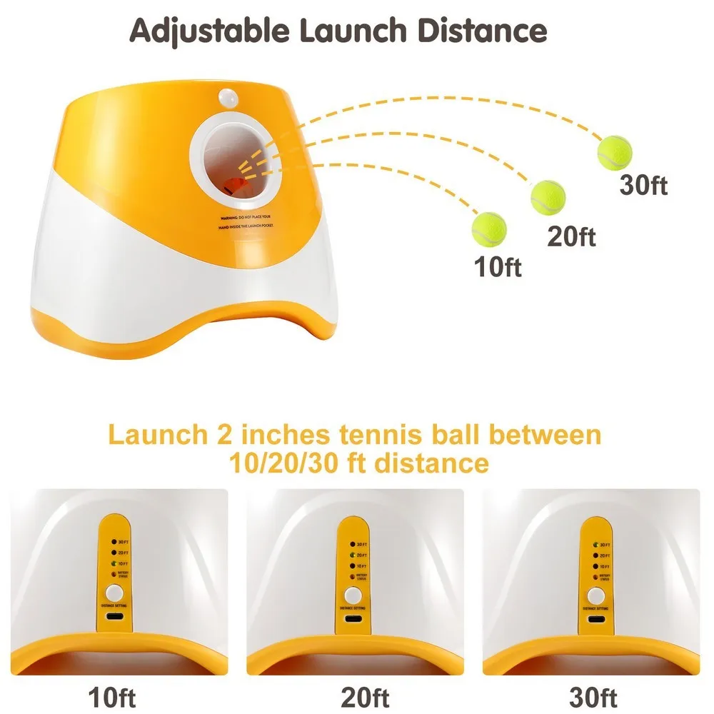 

Dog Tennis Automatic Fetch Launcher Pet Dogs Chase Toy Throwing Pinball Machine Fun Interactive Throw Rechargable Catapult