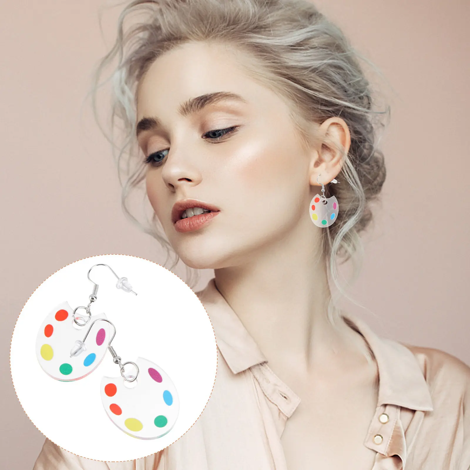 1Pair Palette Earrings Creative Fashion Earring for Women Lightweight Rust Resistant Hypoallergenic Stylish Jewelry Ear