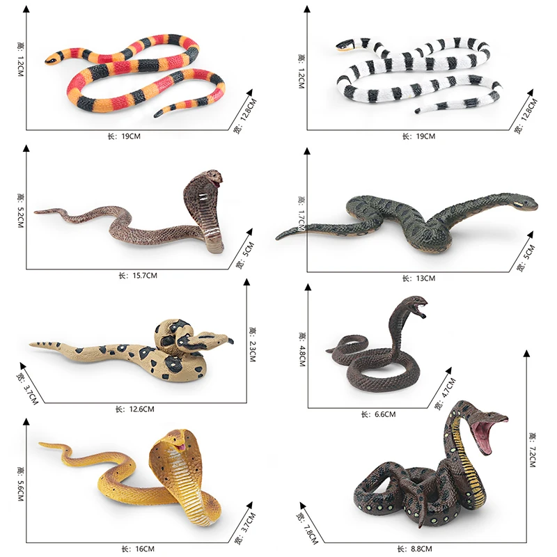 Fun Simulated Snake Wild Reptile Model Cobra Python Green Forest Python Coral Snake Children's Cognitive Decorative Ornament Toy