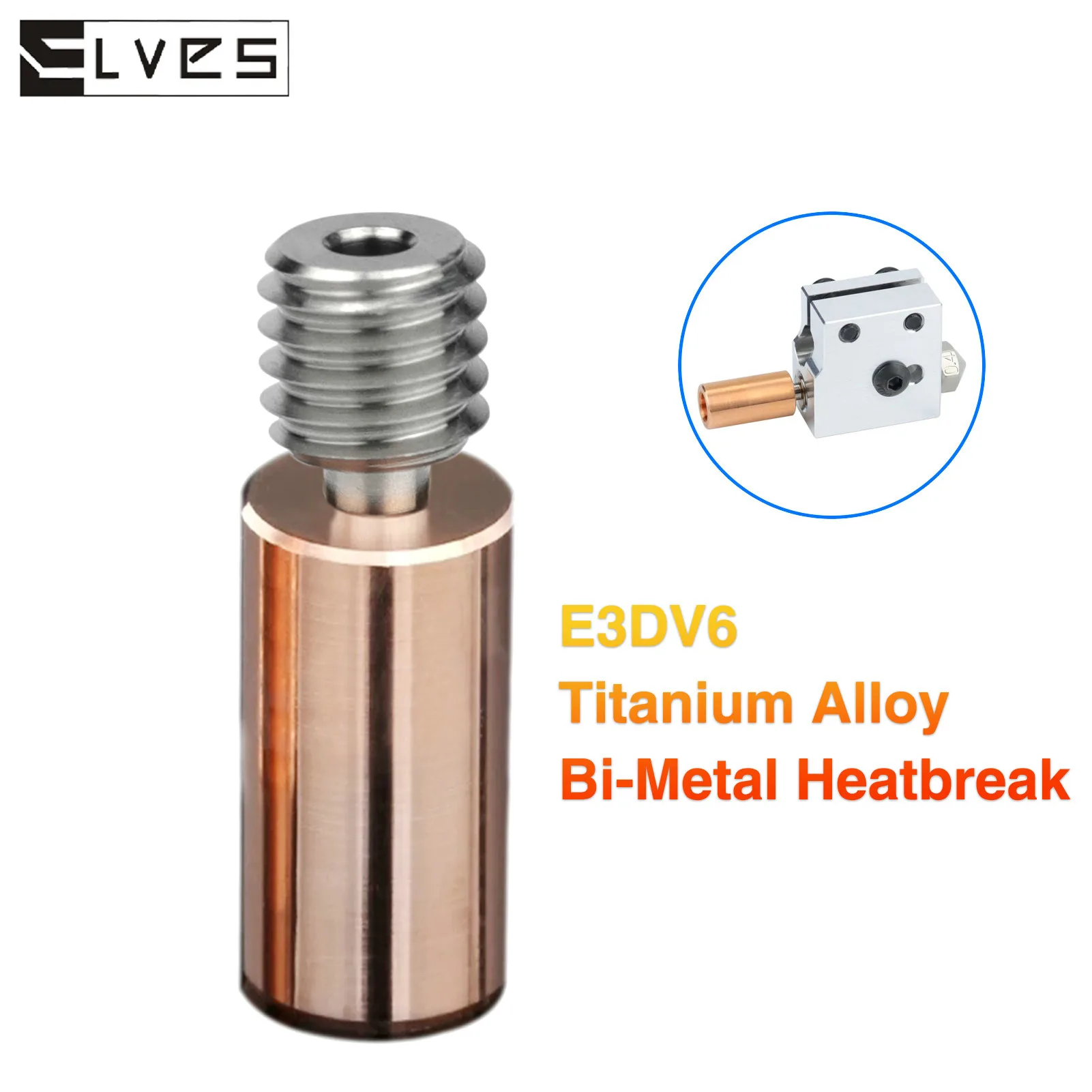 

ELVES V6 Titanium Alloy Bi-Metal Heatbreak For I3 MK3 Hotend Heater Block Throat Artillery Sidewinder X1 X2/Genius Genius Pro